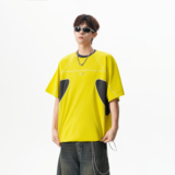 25夏季新款哈苏线撞色短袖女男拼接设计感T恤1308ZD5091P45，男装T恤，星座1308