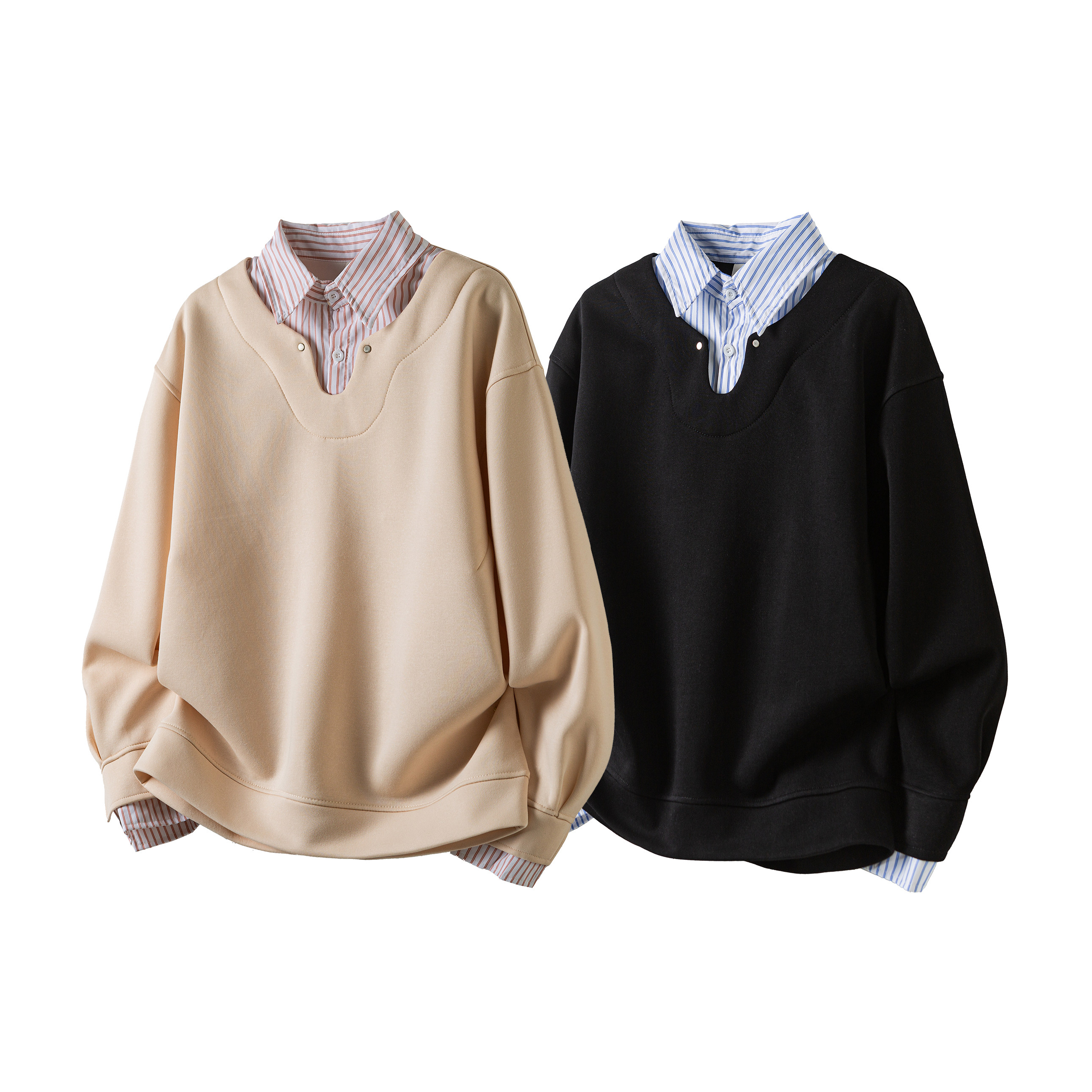 26新款假两件铆钉设计衬衫领卫衣ZWY119P55，男装衬衫，星座1308