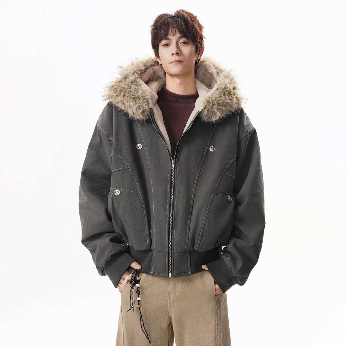 美式复古毛领棉服高品质MF2516特P98,男装棉衣,星座1308