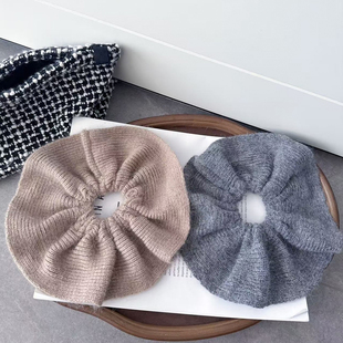 超大号兔毛大肠发圈针织秋冬发绳简约气质裙摆型头绳扎马尾发饰女