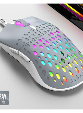 雷魁G701电竞游戏鼠标洞洞炫酷发光编织线有线鼠