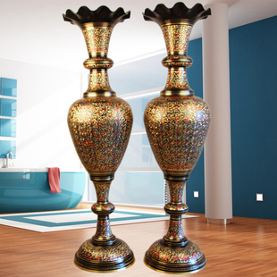 巴基斯坦铜器大型落地铜花瓶酒店别墅会所摆设中国风大铜花瓶摆件