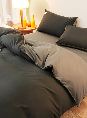 被套四件套男生时尚 简约北欧180x220灰色被套ab面寝室床上三件套