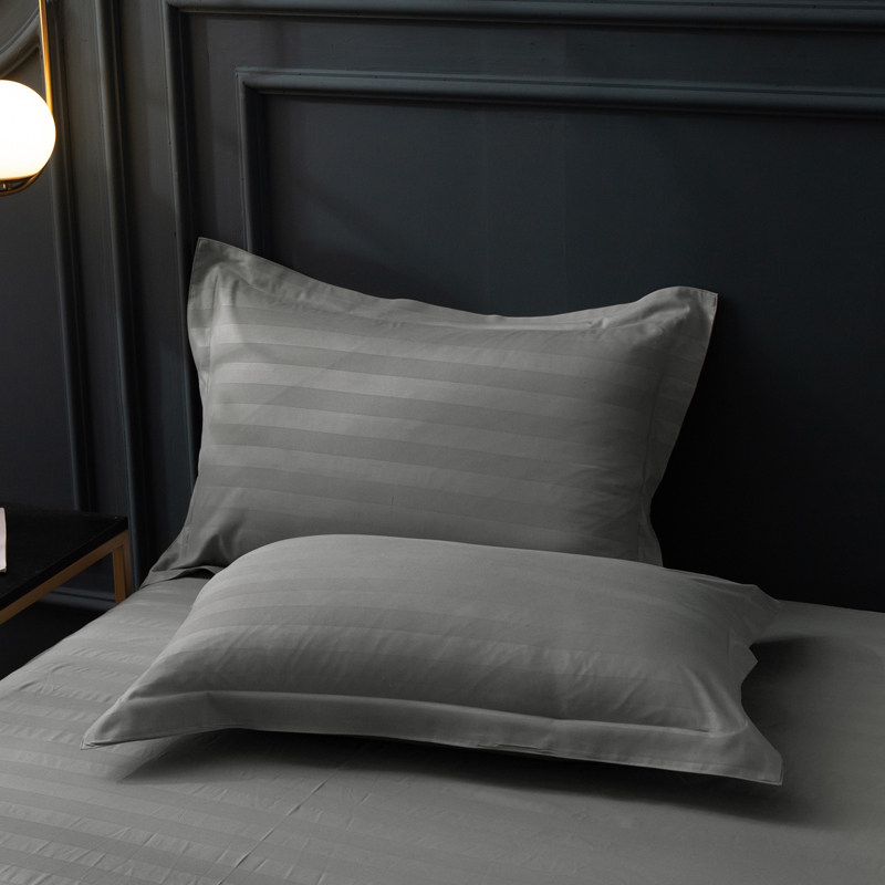 民宿酒店风四件套简约灰色条纹宾馆专用床上用品加厚床笠款三件套