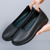 老北京布鞋 女皮面防水酒店礼仪工作后厨软底防滑中老年妈妈上班鞋