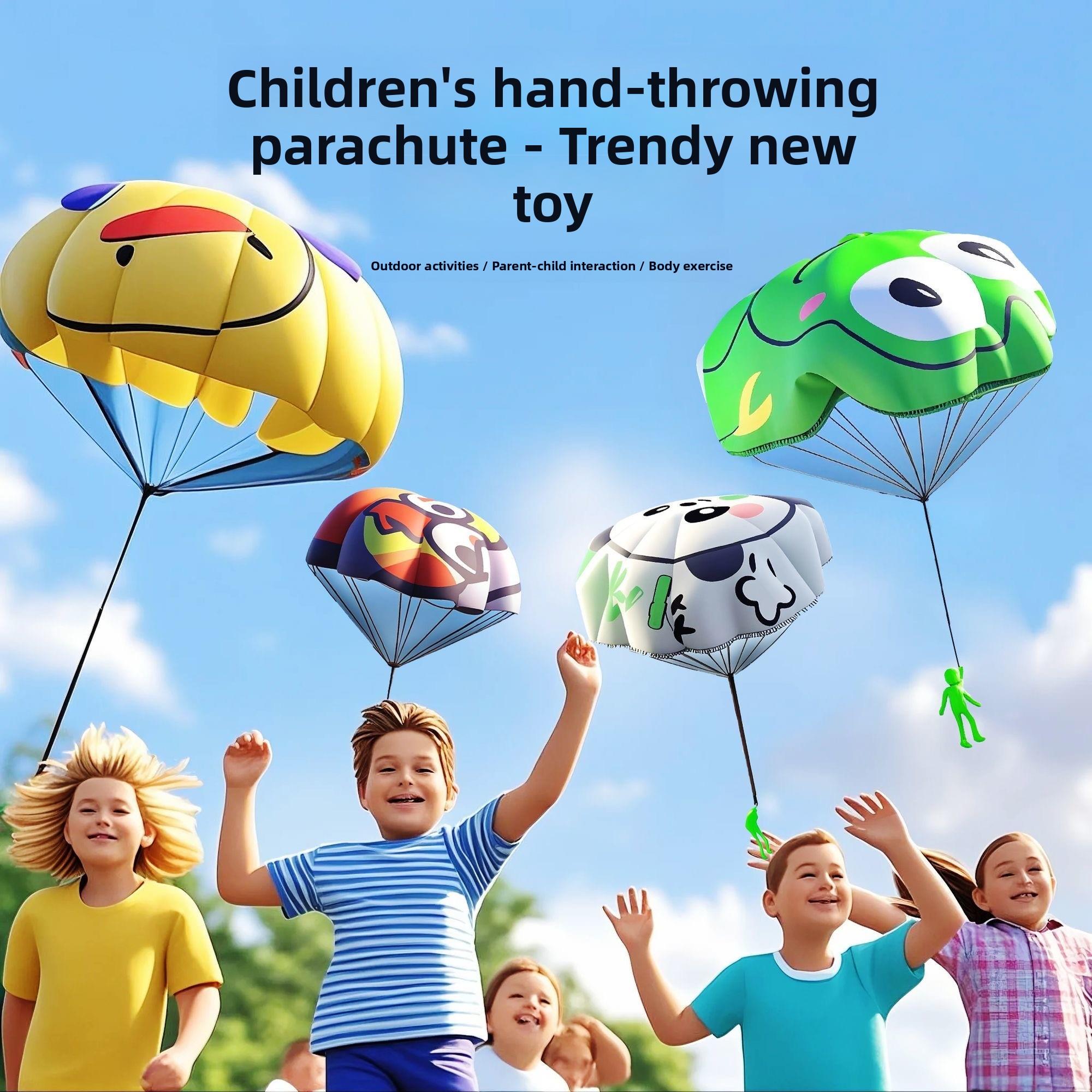儿童小黄鸭手抛降落伞幼儿园儿童户外运动玩具吃鸡空投户外游戏