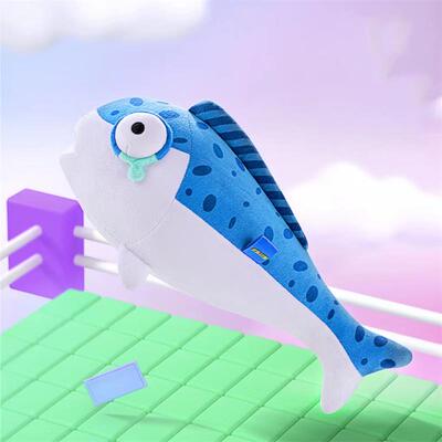 蛋仔派对斑点咸鱼棒抱枕睡觉夹腿长条毛绒玩具鲨鱼玩偶趴睡枕娃娃