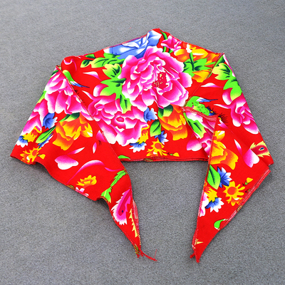 东北大花布儿童头巾男女民