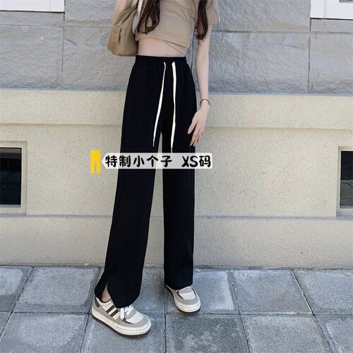 宽松显瘦直筒休闲开叉运动阔腿裤