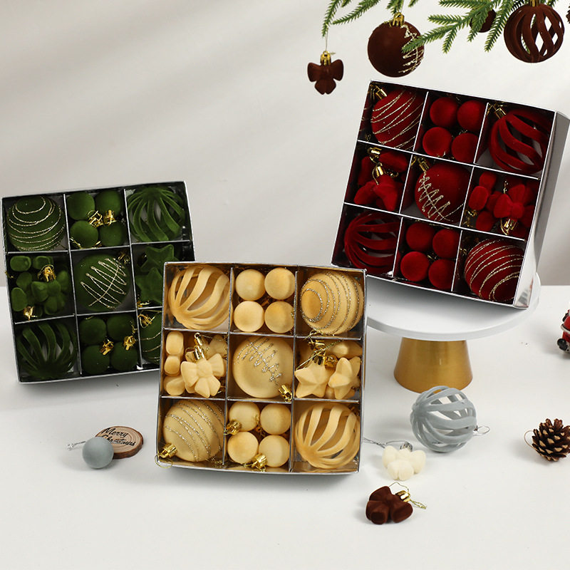 圣诞节装饰圣诞球红色植绒彩绘球圣诞树挂球35个装6CM圣诞绒布球,节庆用品/礼品,圣诞装饰品,淘宝优惠券,粉丝福利购,淘宝优惠卷