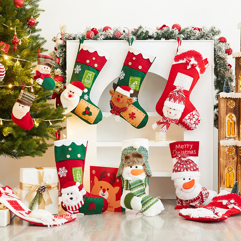圣诞袜子礼物袋大号老人雪人礼品糖果袜场景吊饰挂饰圣诞节装饰品