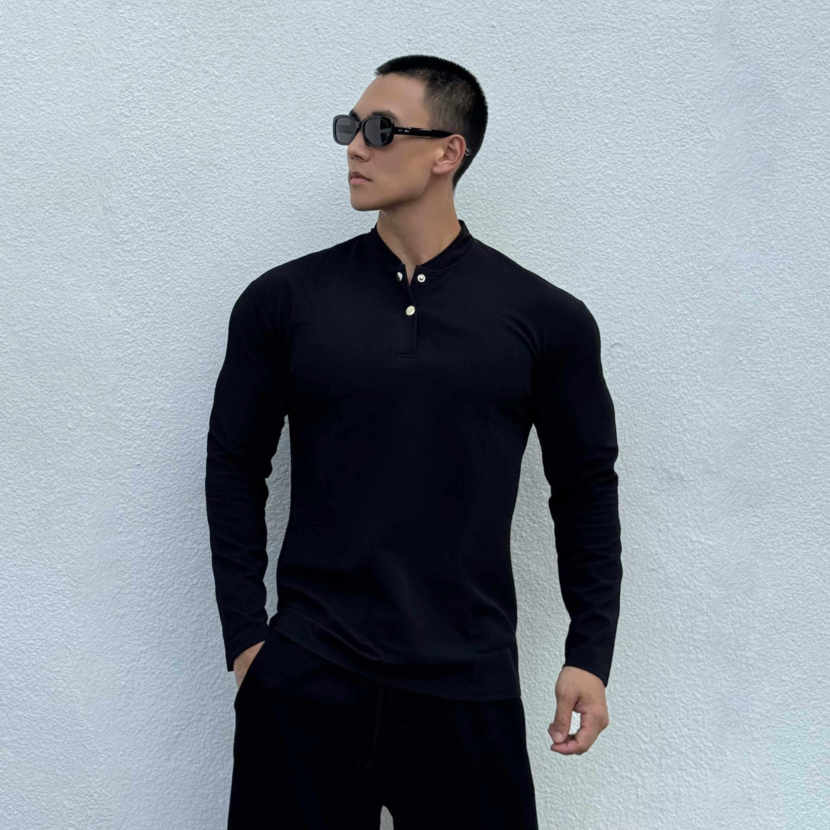 秋季新款男士亨利/POLO领长袖t男纯色简约休闲运动健身跑步打底衫,运动服/休闲服装,运动POLO衫,淘宝优惠券,粉丝福利购,淘宝优惠卷