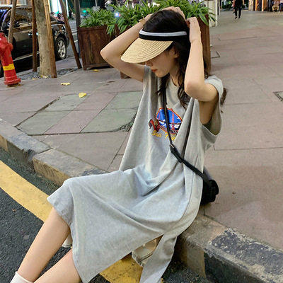 ins港风无袖超火宽松韩版