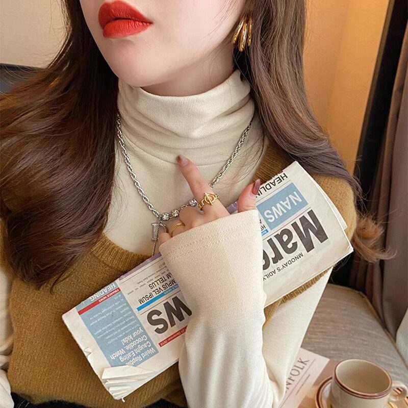 纯棉长袖T恤女高领打底衫修身百搭2026年新款堆堆领时尚洋气上衣,女装/女士精品,T恤,淘宝优惠券,粉丝福利购,淘宝优惠卷