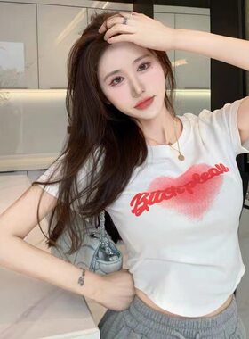 爱心字母印花T恤女装春季