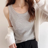 修身 弹力螺纹外穿防走光打底衫 吊带无袖 2026新款 背心女大码 内搭潮