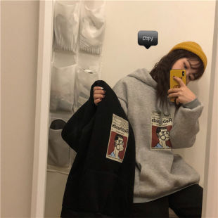 卫衣女连帽春秋款女生外套ins港风百搭青少年秋冬衣服加绒情侣装
