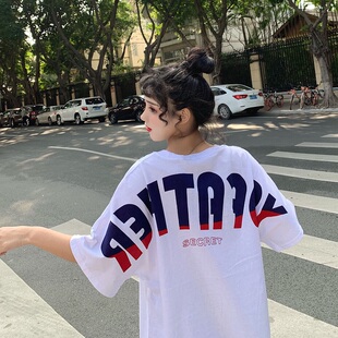 白色短袖t恤女酷帅气街头半袖女宽松网红同款衣服酷酷的女装上衣