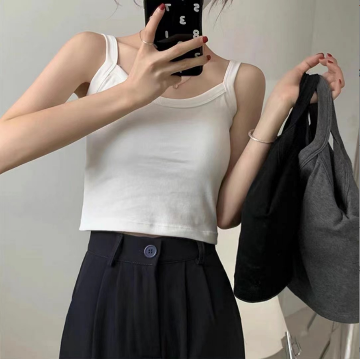 吊带背心女夏外穿西装内搭防走光遮副乳纯棉无袖t恤打底白色上衣