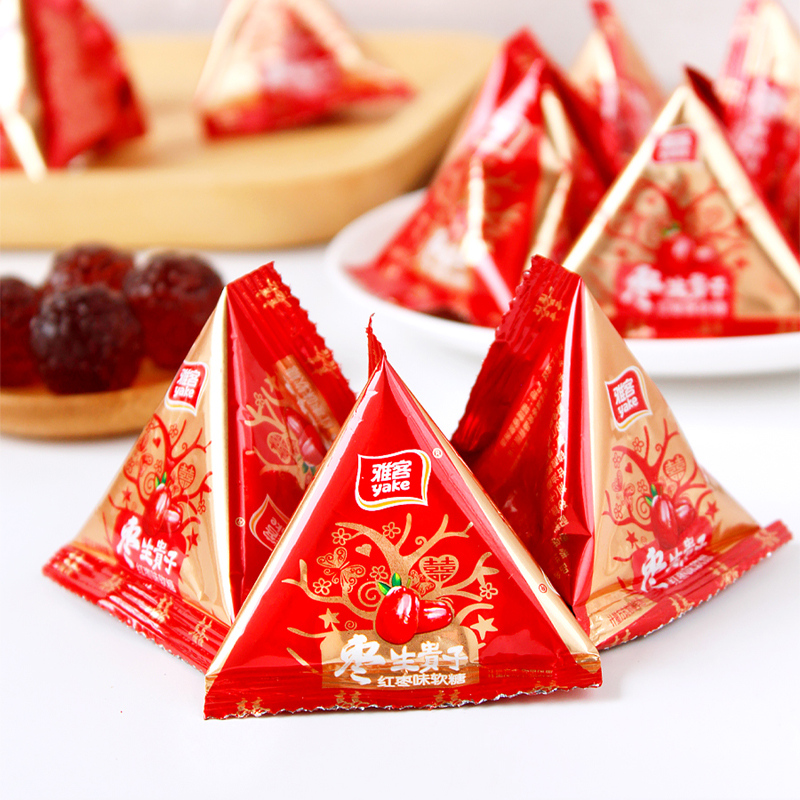 雅客早生贵子软糖枣生贵子红枣味散装结婚喜糖果袋装零食订亲批发