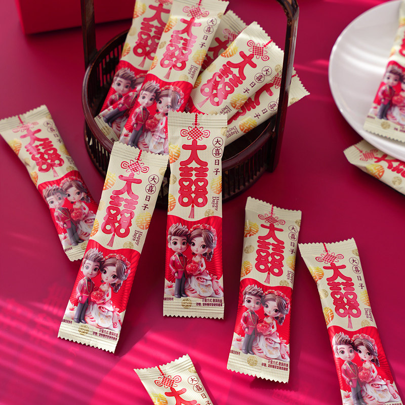 天鹅湖大喜日子棒棒糖500g牛奶味棒糖大包装结婚喜糖盒散装零食