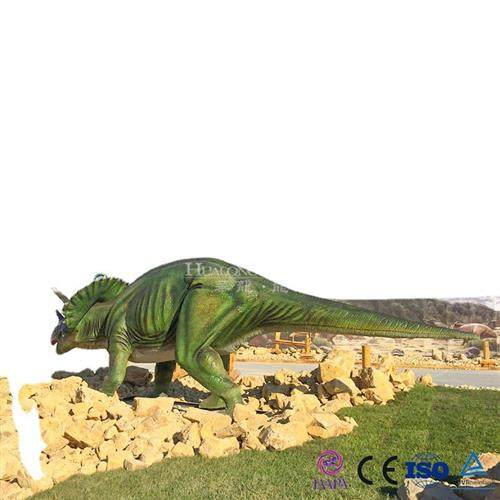 户外美陈仿真机械电动模型三角龙高密度硅胶海绵大型室外恐龙
