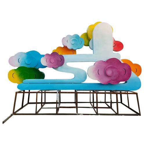 不锈钢云朵雕塑户外大型铁艺彩绘景观不锈钢彩云祥云景观雕塑