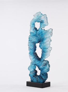 乔迁开业礼轻奢高档太湖石透明树脂雕塑客厅玄关家居软装饰品摆件