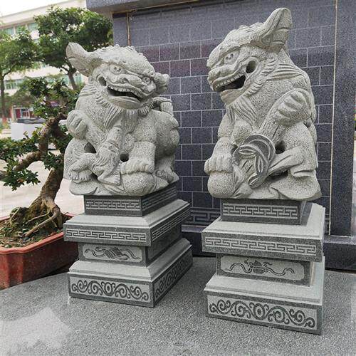 石狮子一对厂家供应公司小区门口石狮子摆件仿古雕刻动物石雕装饰
