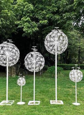 户外不锈钢镂空蒲公英雕塑园林景观售楼部草坪铁艺可发光植物摆件