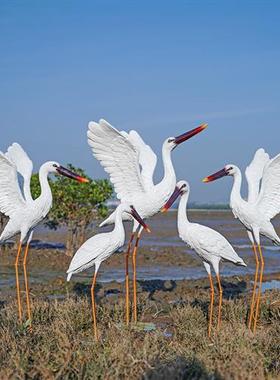 户外玻璃钢仿真白鹭雕塑园林景观白鹤仙鹤别墅庭院水池鸟摆件装饰