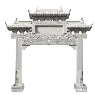 石雕牌楼花岗岩广场门口寺庙青石大理石狮子小区牌楼石牌坊摆件