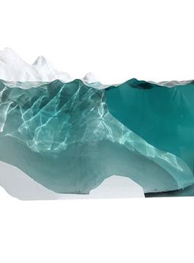 透明环氧树脂摆件酒店大型创意雕塑别墅桌面冰川海洋工艺术品定制