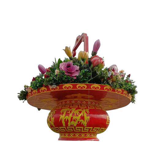 大型玻璃钢彩绘元旦国庆大花篮果篮雕塑新年庆典节日景区装饰摆件