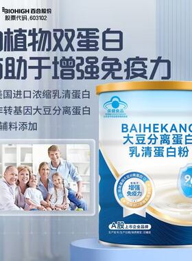 BIOHEK百合康BAIHEKANG大豆分离蛋白乳清蛋白粉400g正品dy12