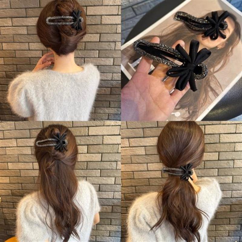 气质碎钻蝴蝶结发卡抓夹女后脑勺鸭嘴夹一字夹-G2