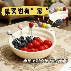 多巴胺果叉水果盘客厅餐桌装饰品摆件多巴胺果叉零食盘家用高颜ZF