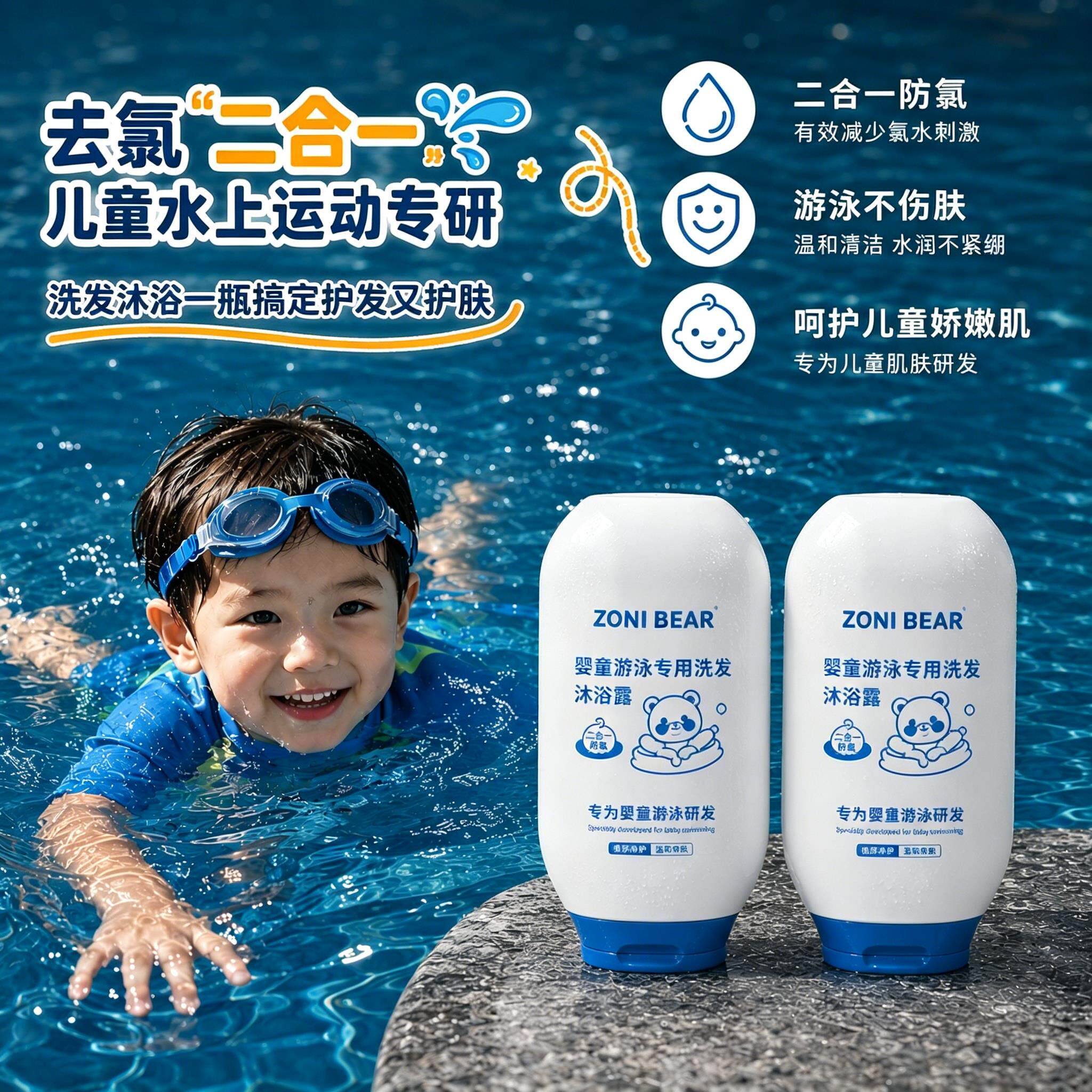 【游泳专研】去氯洗发沐浴露男女童除氯洗护二合一沐浴液学生