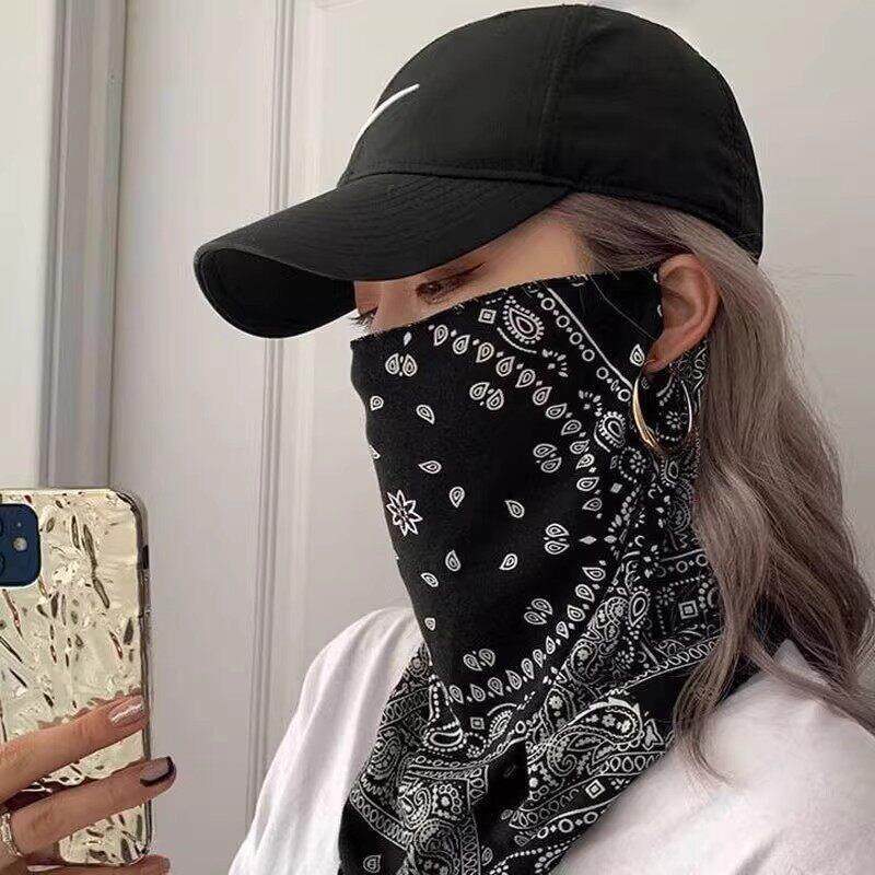 德国防晒面罩女冰丝挂耳护颈围脖夏天遮阳脸罩腰果花旅游骑行面巾