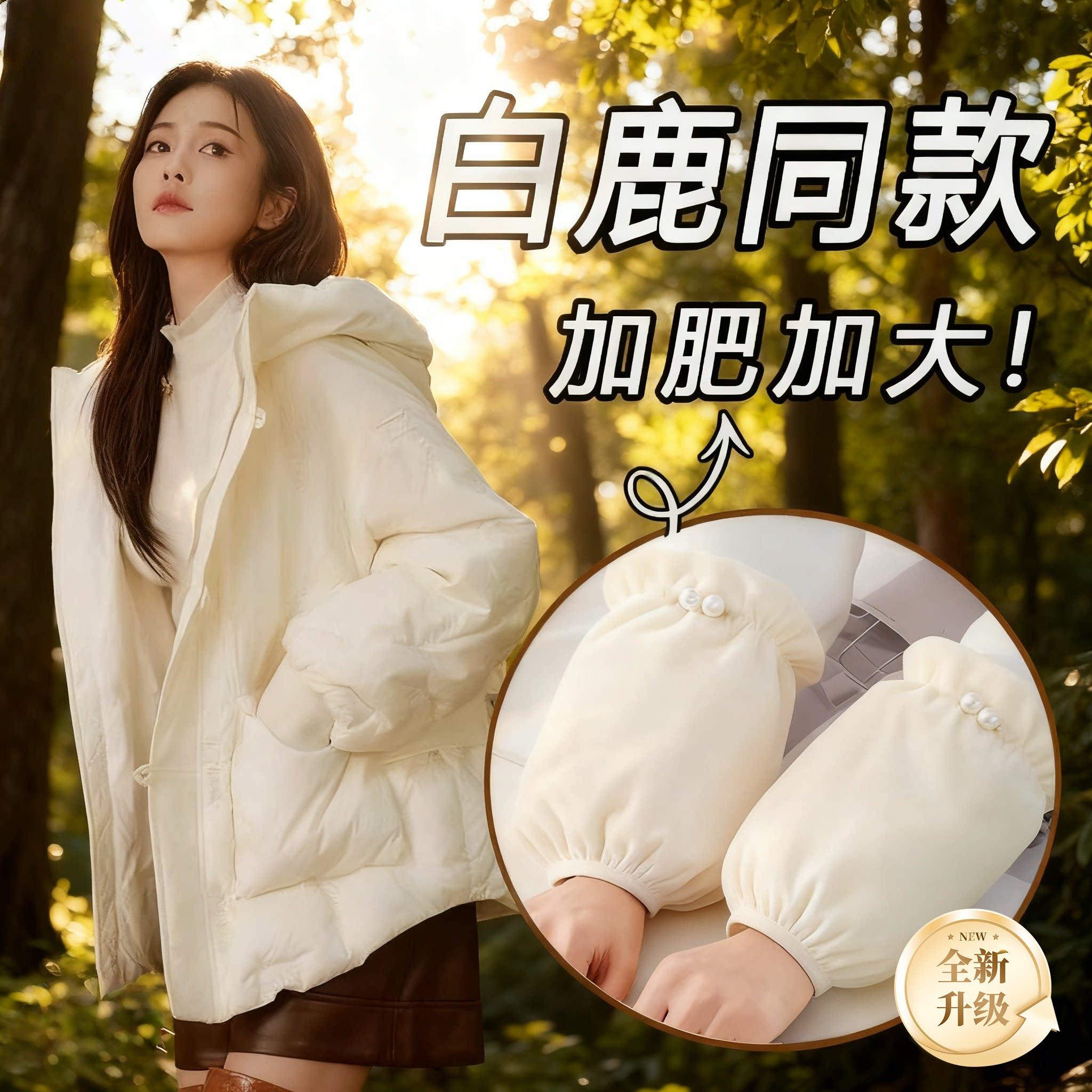 白色羽绒服袖套女士2026新款秋冬季耐脏成人套袖办公室手袖护袖头