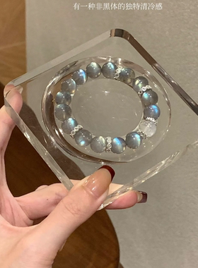 不掉色纯银天然粉水晶手串桃花六芒星光粉水晶手链高冰透女情侣款