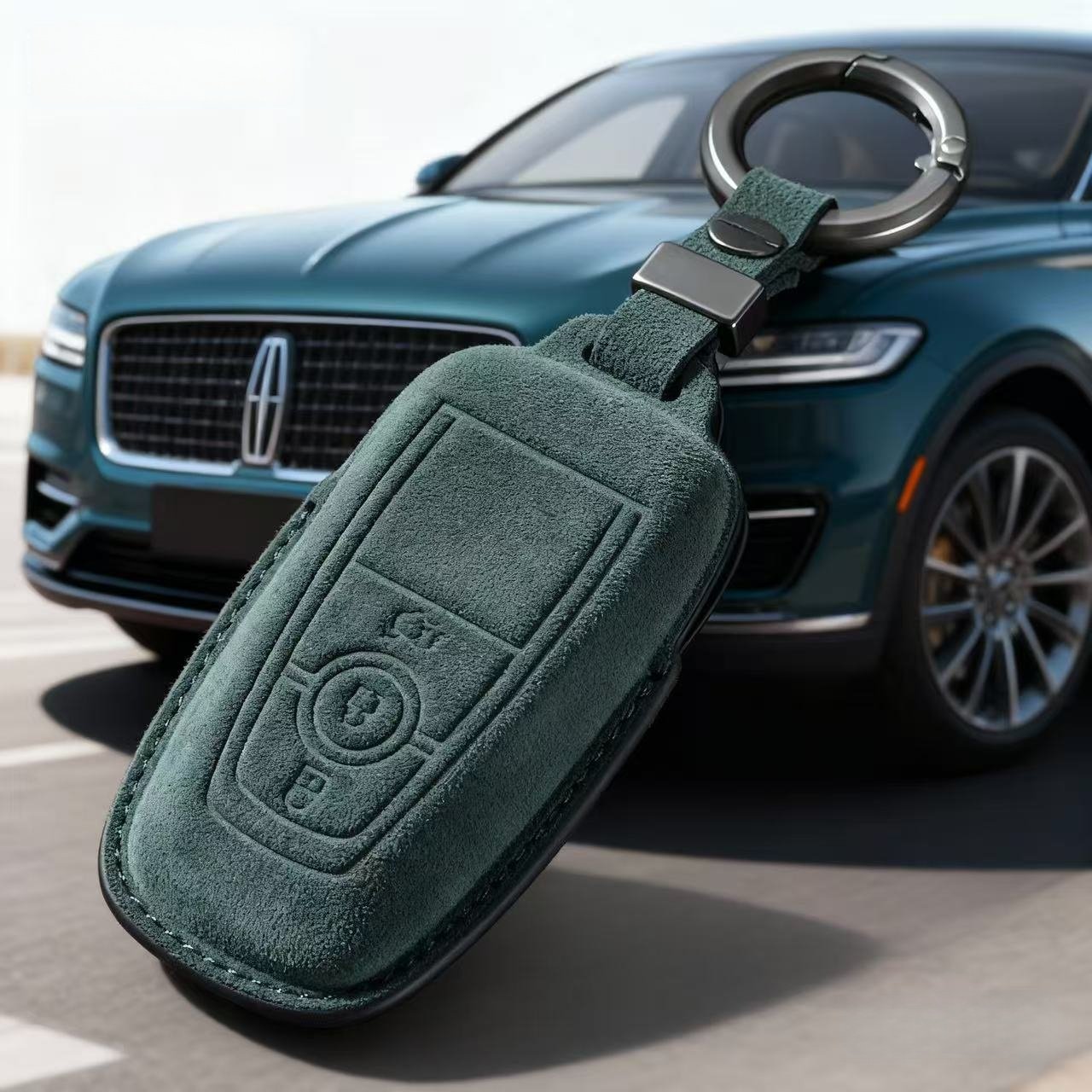 适用林肯翻毛皮钥匙套福特锁匙包
