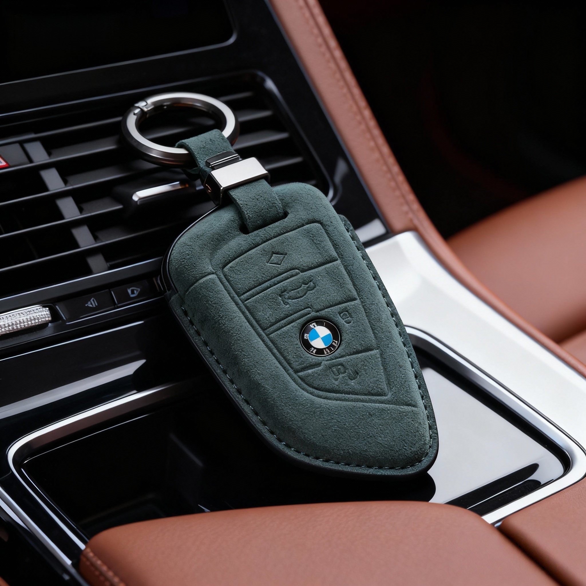 适用宝马翻毛皮钥匙套7系5系3系