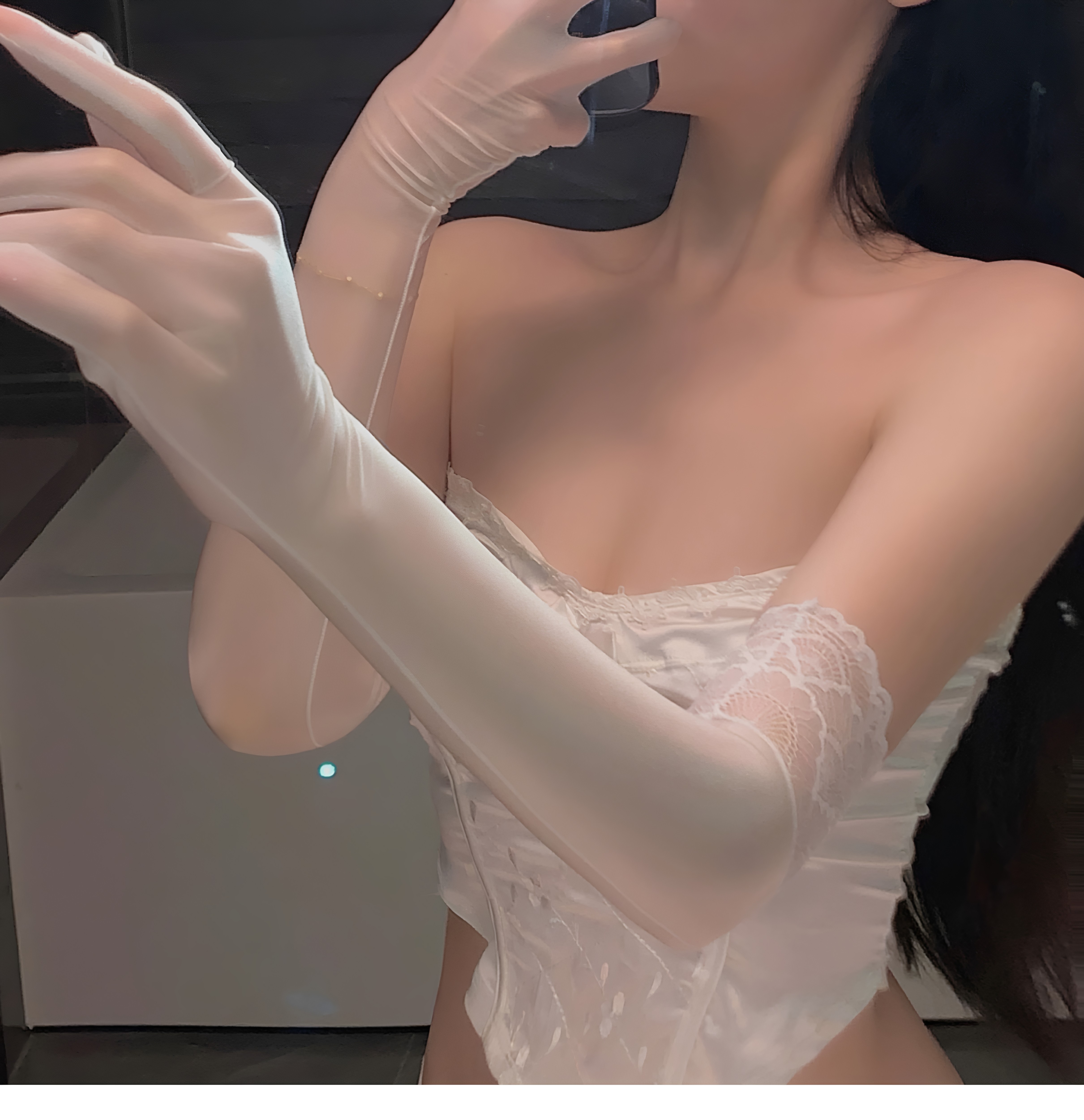 丝袜手套黑丝蕾丝女款晚礼服新娘结婚婚纱手丝性感袖套分指护袖套