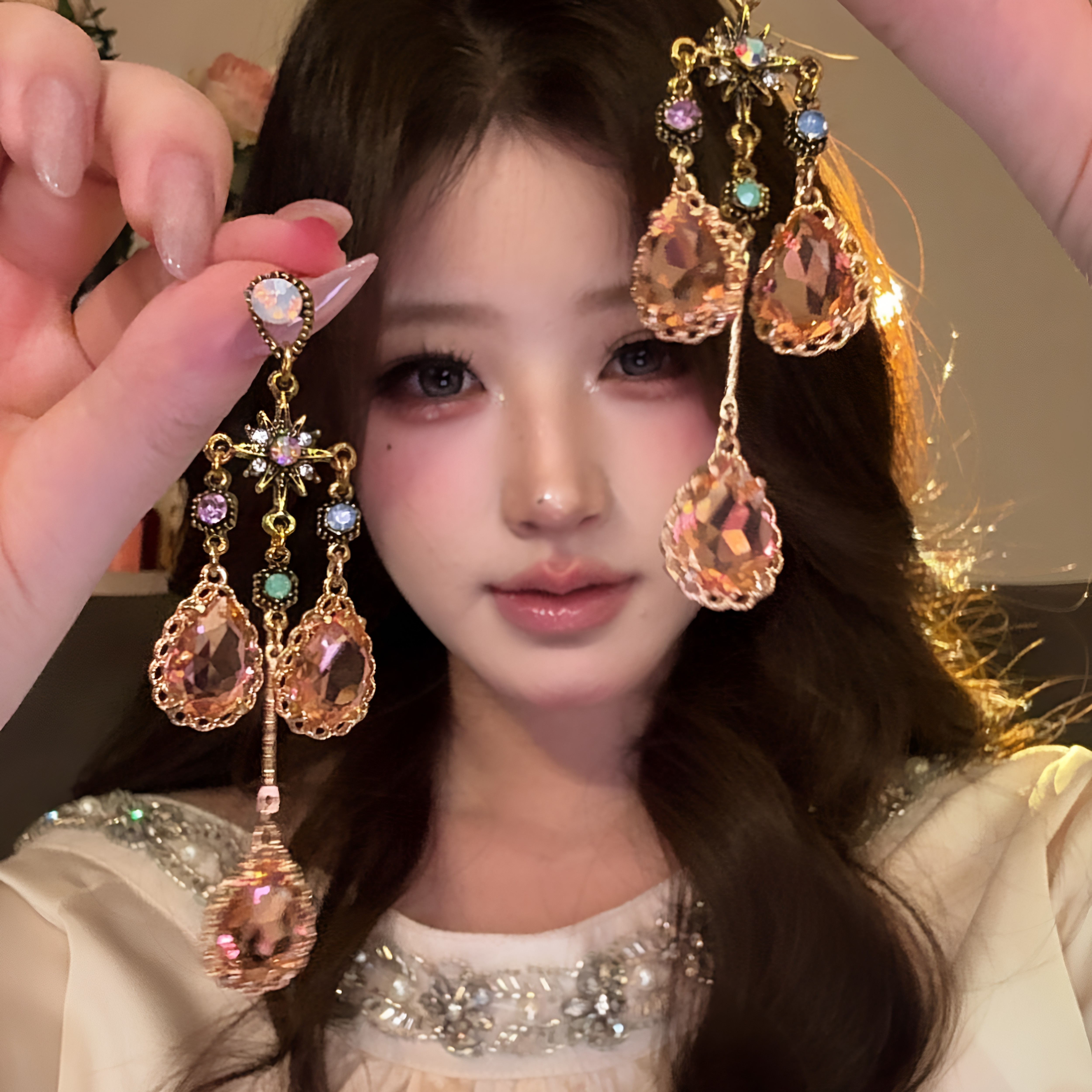复古宫廷风!重工时尚水滴流苏耳环高级感轻奢百搭耳饰气质耳钉