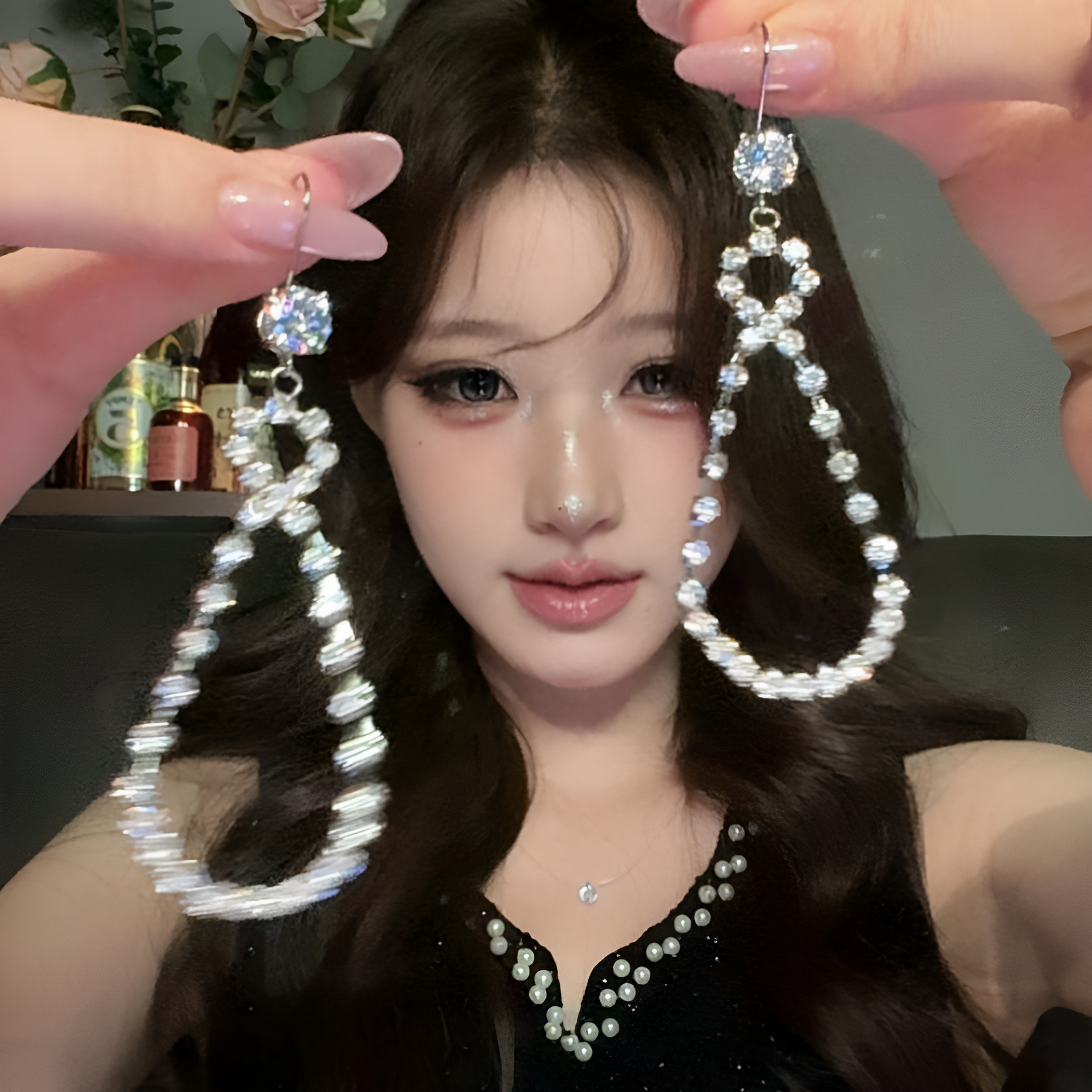 韩版流苏耳环显脸瘦高级感耳坠长款麦穗耳饰女闪钻个性潮流耳钉