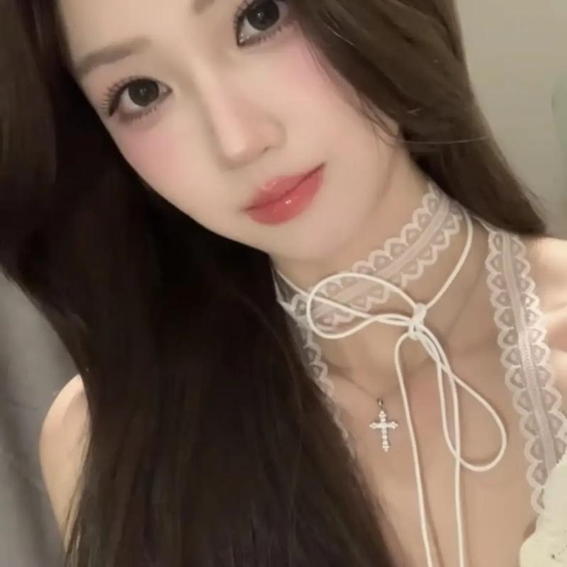 叠戴层次感简约设计蕾丝飘带细窄女春夏百搭锁骨颈带丝巾颈链项链