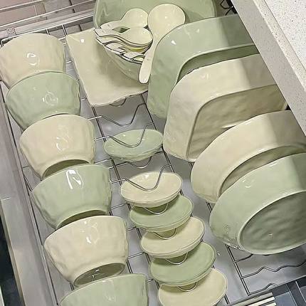 法式奶油风陶瓷碗餐具碗盘套装吃饭碗高颜值轻奢汤碗家用2025新款