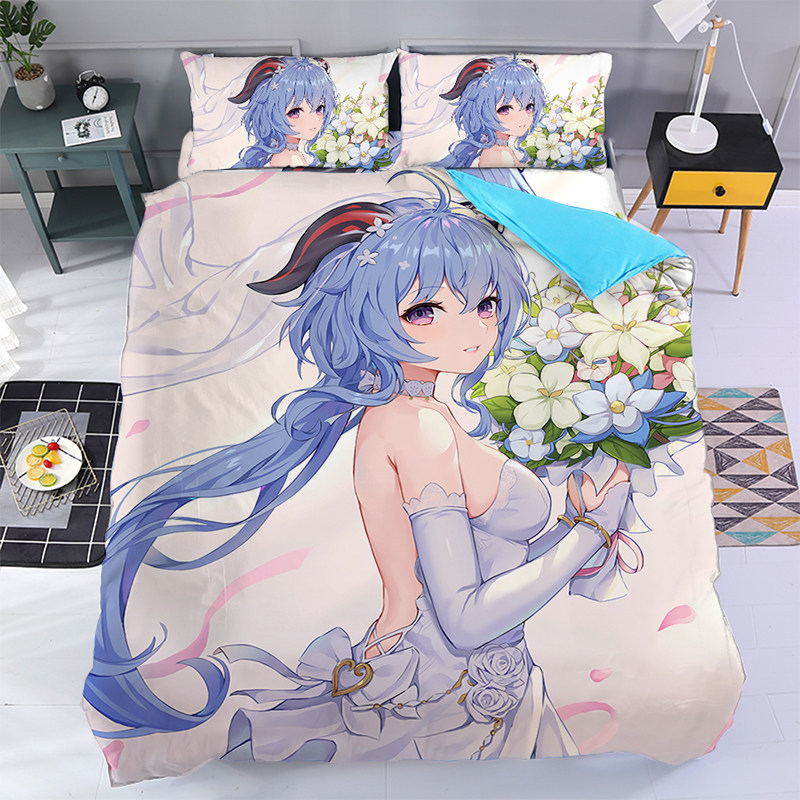 定制四件套动漫被套床品宅男y孩原神圣诞节礼物床单三件套被罩云