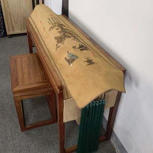 古琴桌旗盖布宋徽宗听琴图防尘布桌布双层加厚亚麻布防滑效果好